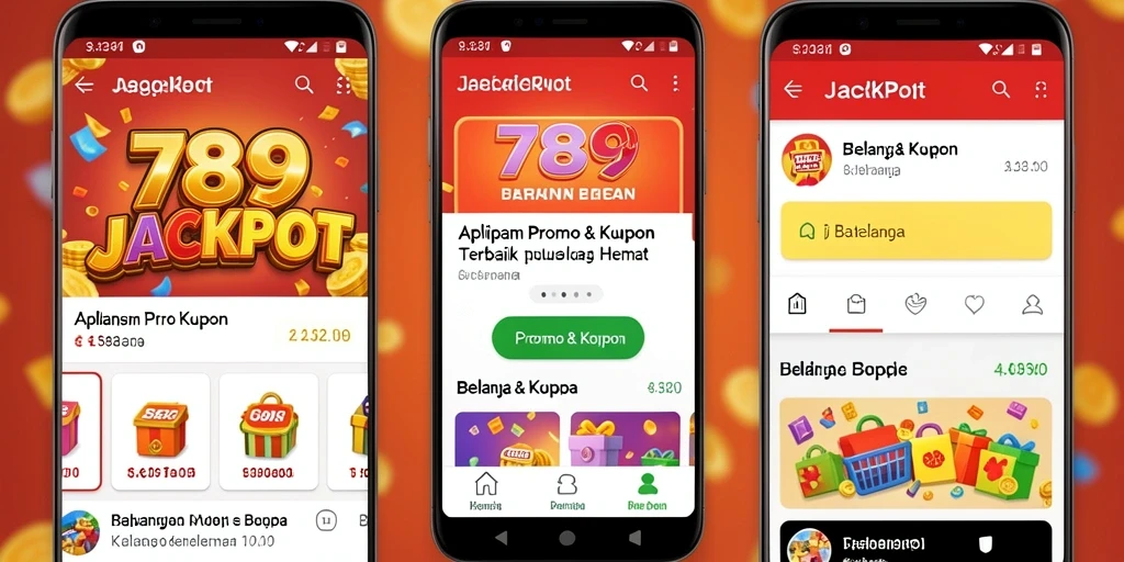 Tampilan antarmuka aplikasi 789JACKPOT dengan berbagai kupon menarik.