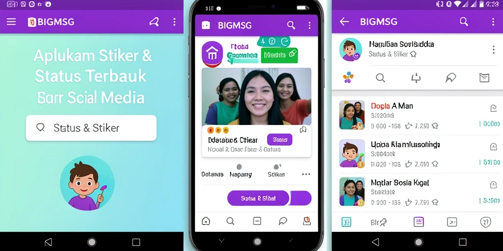 Antarmuka menarik BIGMSG dengan berbagai stiker menawan.