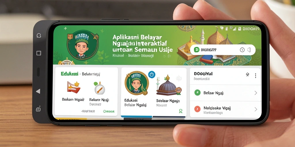 Antarmuka aplikasi BIGRICH77 saat belajar ngaji.