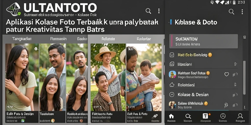 Antarmuka SULTANTOTO dengan berbagai pilihan kolase foto yang menarik.