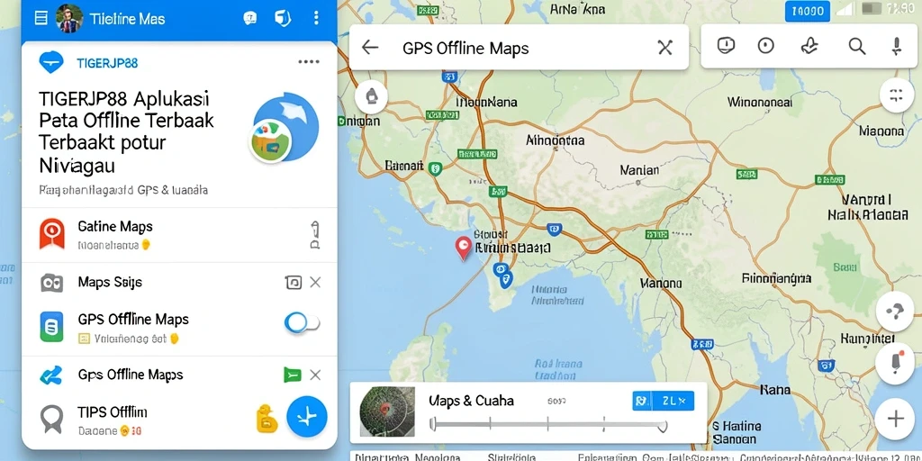 Tampilan antarmuka utama aplikasi TIGERJP88 dengan peta offline.